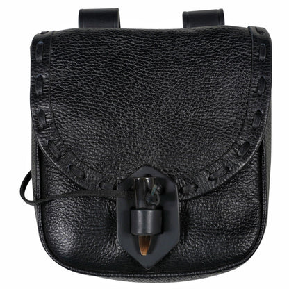 Mythrojan Leather Belt Pouch Medieval Original Leather Bag Costume Accessories Pouch Viking Belt Coin Bag (Leather Pouch, Black)
