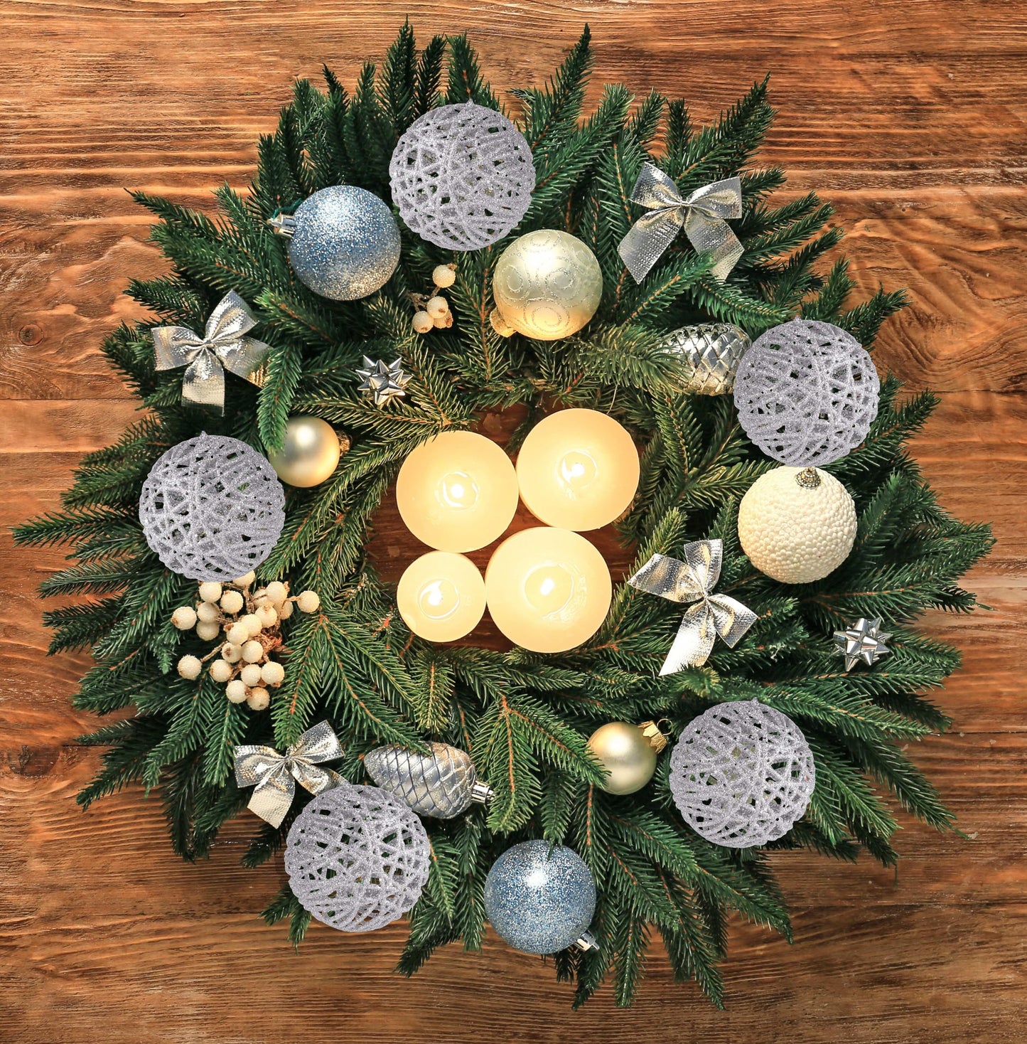 Christmas Traditions 4 inch Silver Glittered Rattan Ball Ornaments Hanging Tree Decorations (Set of 6)