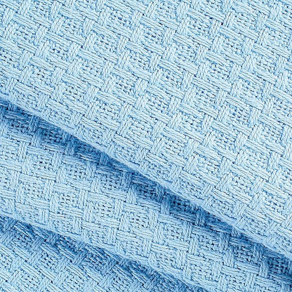 Elvana Home 100% Cotton Bed Blanket, Breathable Bed Blanket Full - Queen Size, Cotton Thermal Blankets Full - Queen, Perfect for Layering Any Bed for All Season, Light Blue