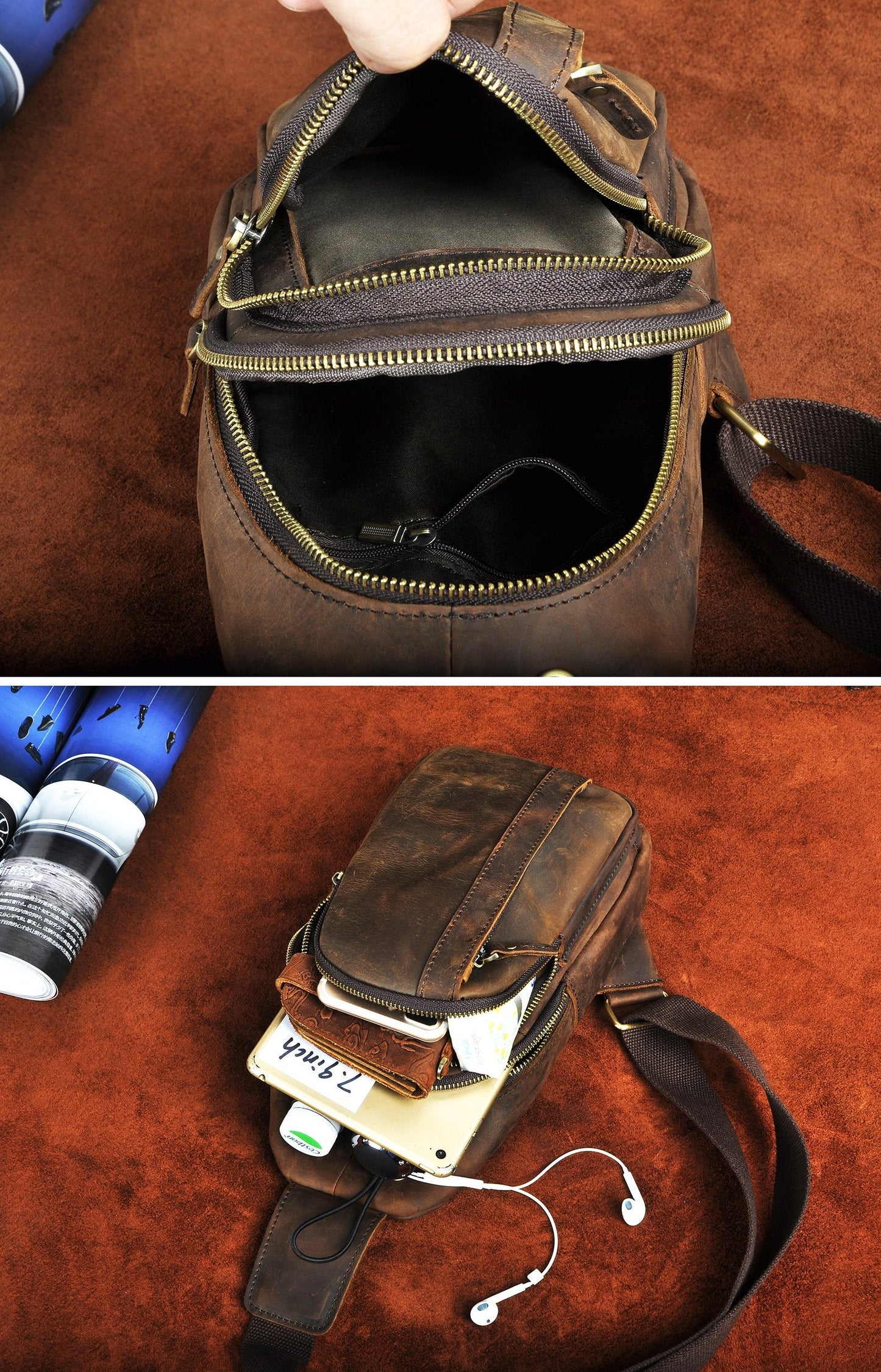 Le'aokuu Mens Outdoor Casual Travel Hiking Crossbody Chest Sling Bag One Shoulder Strap Bag Backpack