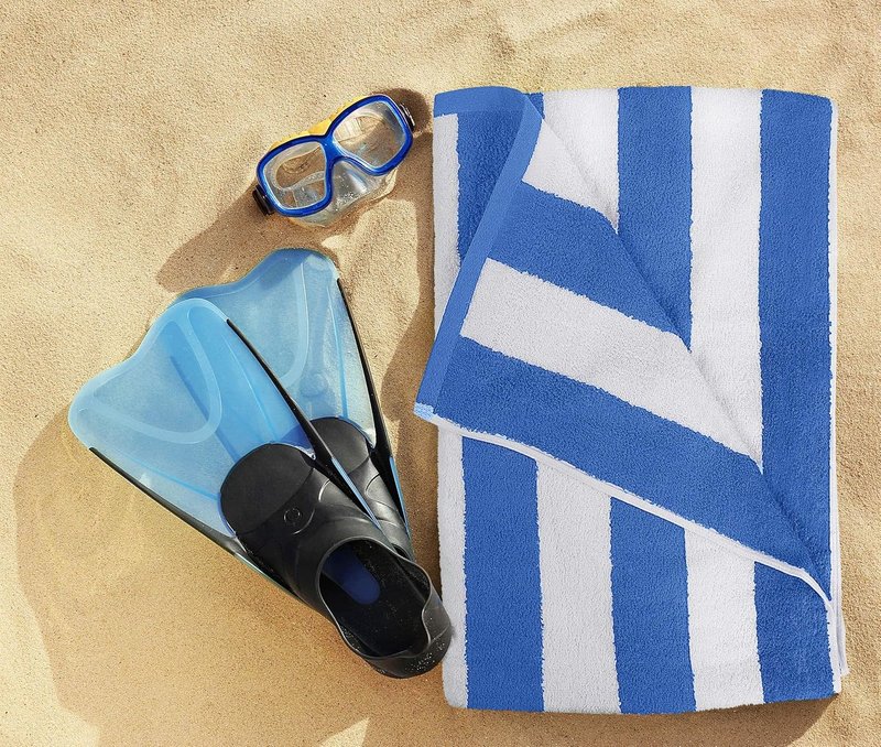 Oversized Cabana Beach Towels - Pack of 4 Cotton 30x60 Inches | Modern Striped Design in Blue