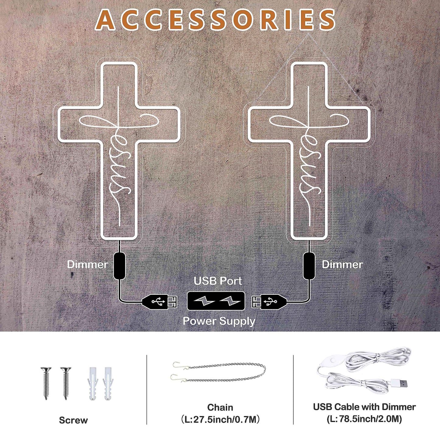 Cross Neon Signs Jesus Neon Signs LED Wall Decor for Bedroom Living Room Weddings, Dimmable Light Sign for Home Decor, Religious Events, Christmas Easter Celebrations Gifts (Jesus Cross)