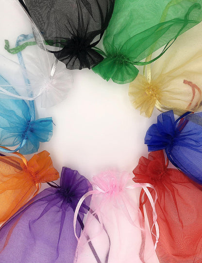 Jexila 120PCS Sheer Organza Bags 5X7 inches Mesh Drawstring Gift Bags Small for Jewelry Wedding Party Baby Shower Favor Bags (Rainbow )