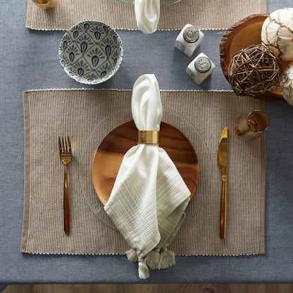 DII Two-Toned Collection Tabletop, Placemat Set, Stone, 6 Piece