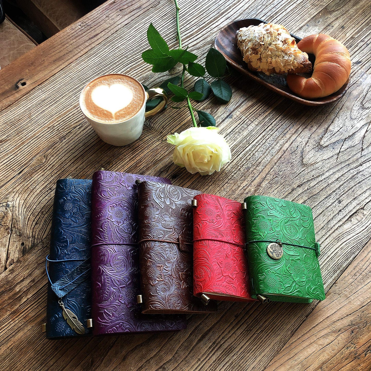 Refillable Leather Journal, Handmade Purple Leather Notebook with Bookmark for Men & Women, Vintage Leather Notepad Sketchbook Perfect for Writing, Gifts, Travelers (Purple, Standard)