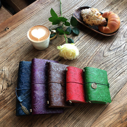 Refillable Leather Journal, Handmade Purple Leather Notebook with Bookmark for Men & Women, Vintage Leather Notepad Sketchbook Perfect for Writing, Gifts, Travelers (Purple, Standard)