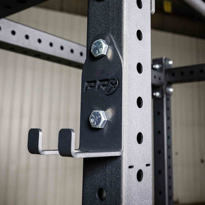 PRx Performance Squat Rack Mounted Olympic Barbell Storage Hanging USA Made Steel Single Bar Holder for 3x3 Uprights with 5/8" Holes, Vertical Squat Rack Attachment