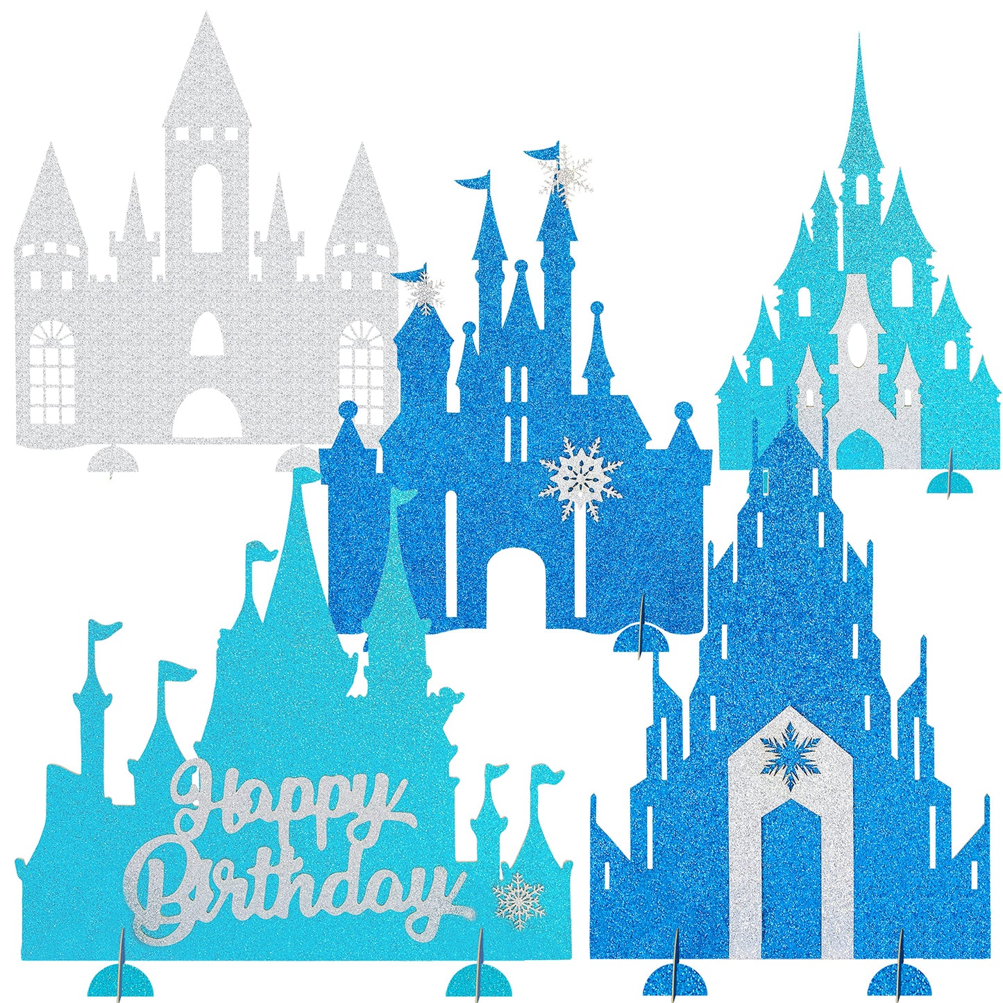 Frozen Castle Table Centerpiece Glitter Winter Themed Table Decorations for Princess Snowflake Themed Birthday Party Girls Birthday Party Supplies