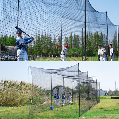 55 FT Baseball Batting Cage, Baseball Nets for Batting Cage，Baseball and Softball Batting Cage Nets for Pitching Training, Outdoor Backyard Batting Cage with Frame