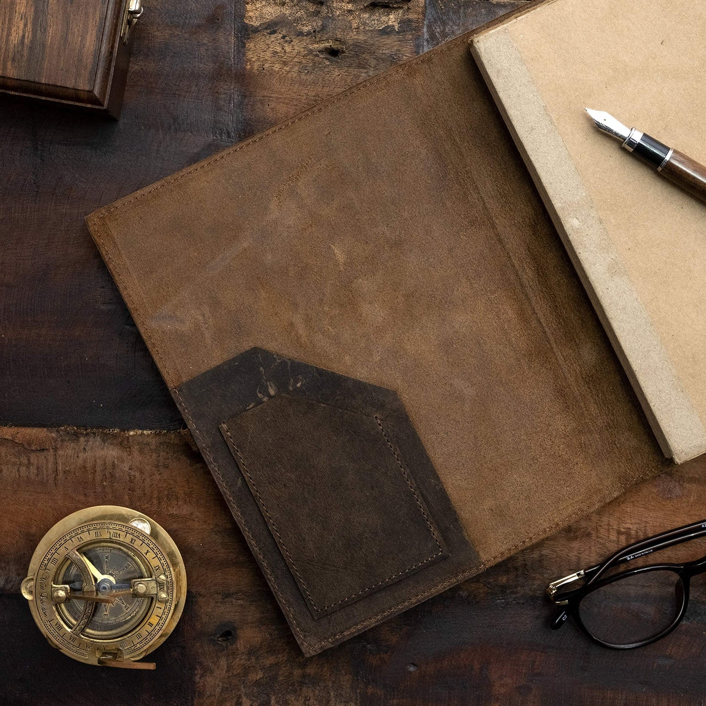 Refillable Vintage Leather Journal - Book of Shadows Journal, Vintage Journal, Writing Journal, Handmade Antique Deckle Edge Paper, Vintage Leather Journal (8.3" x 5.8" - A5, Vintage Brown)