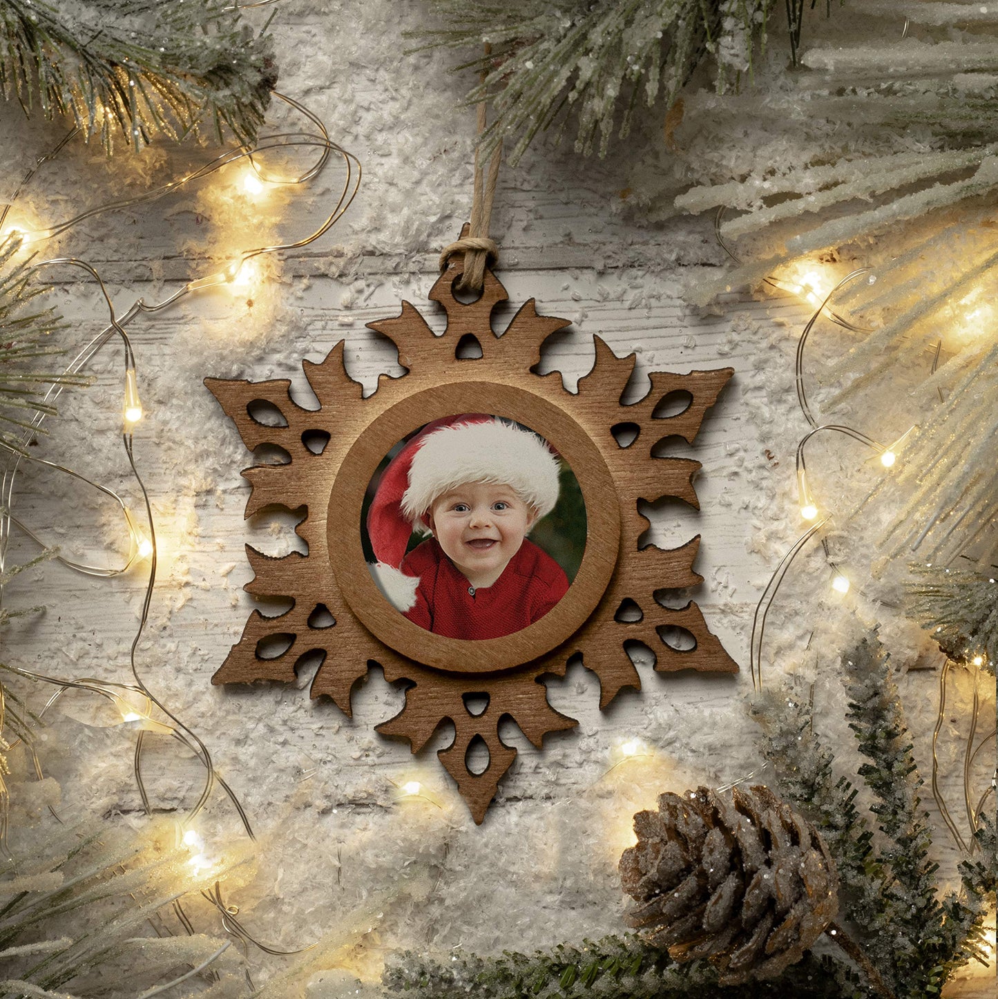 FINE PHOTO GIFTS Wood Snowflake 1.5" Photo Ornament - Pack of 100