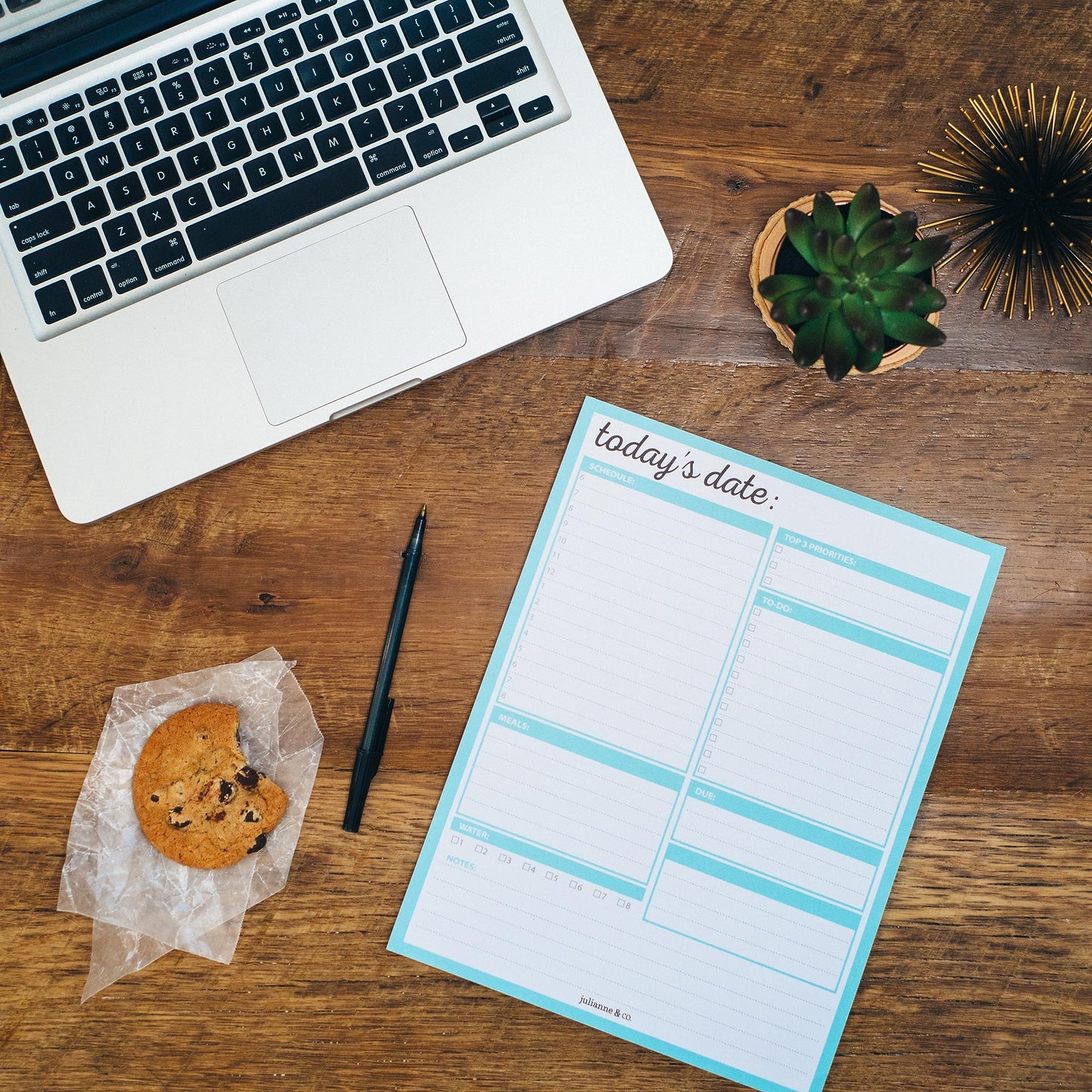JULIANNE & CO Daily To-Do Undated Tear-Away Planner Notepads - Premium Personal Organizer for Home, Office, Work, School - 50 Pages for Daily Tasks, Notes, Water Intake and Meal Prep (8.5 x 11)
