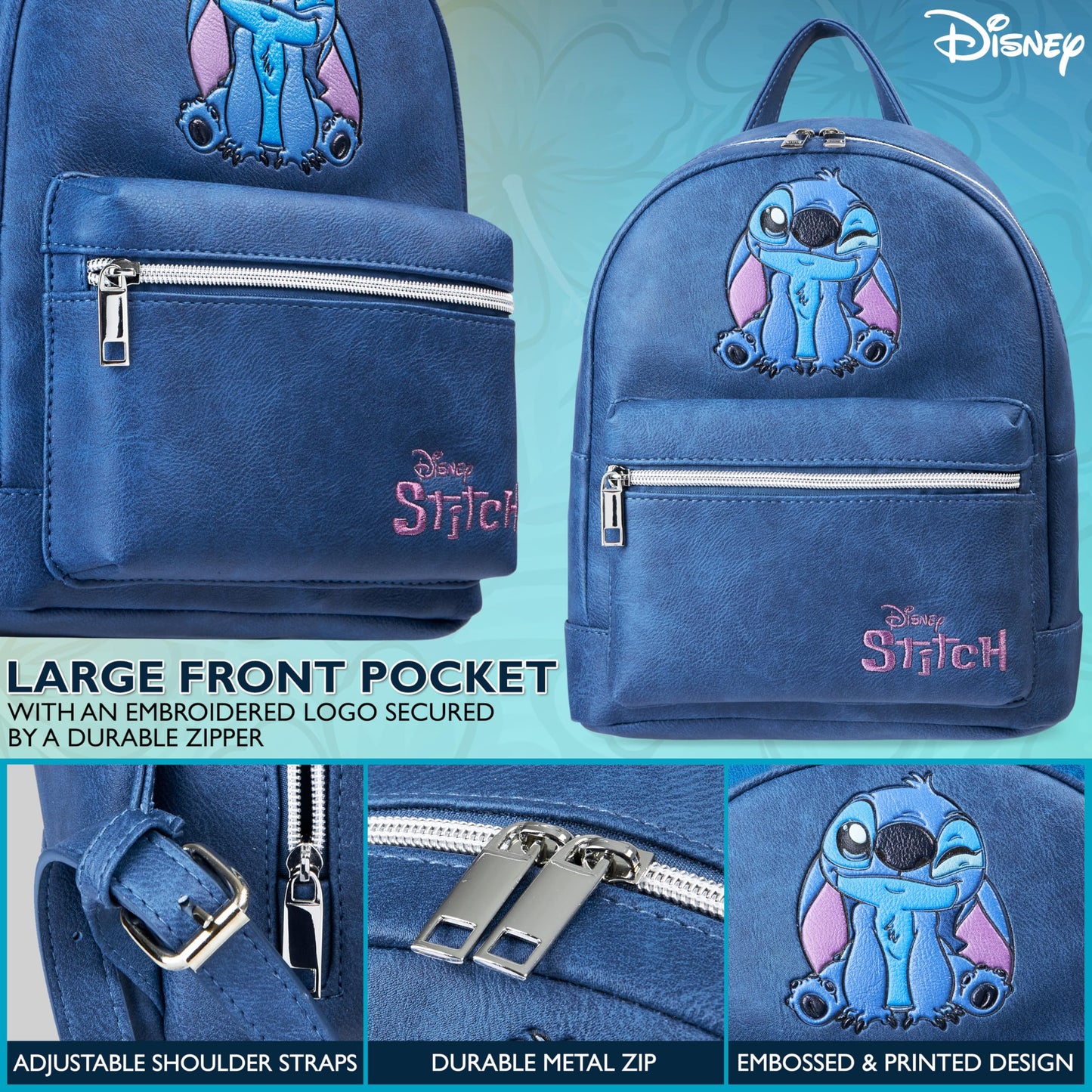 Disney Stitch Backpack Women Teenager Girls Bag Travel Backpack Daypack for Shopping Trips Gifts for Her, Blue Stitch, 28x23x12cm