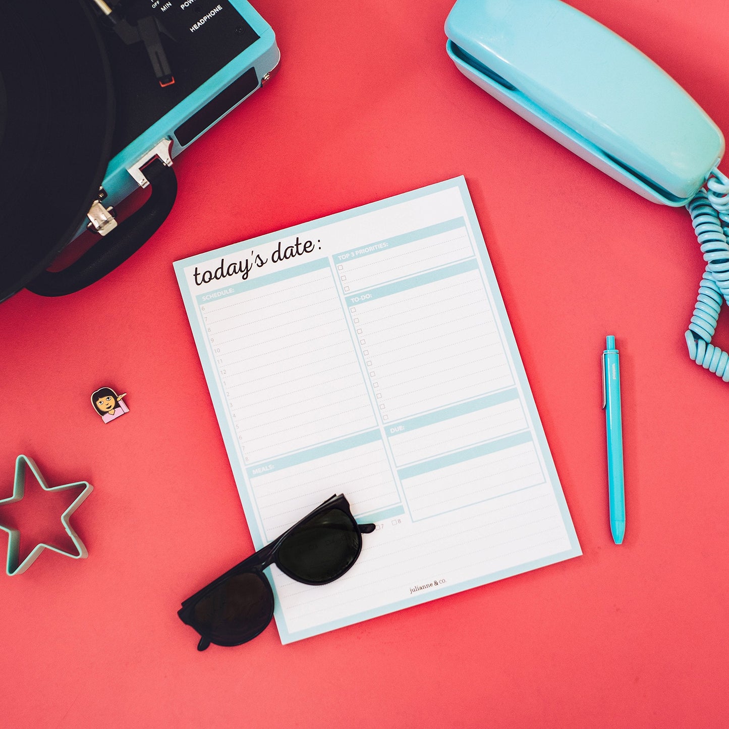 JULIANNE & CO Daily To-Do Undated Tear-Away Planner Notepads - Premium Personal Organizer for Home, Office, Work, School - 50 Pages for Daily Tasks, Notes, Water Intake and Meal Prep (8.5 x 11)