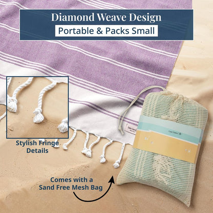 LANE LINEN Picnic Mat for Beach Vacation Essentials - Large Outdoor Blanket,Quick Dry and Pre-Washed, Soft Comfort, Perfect for Family Vacations, Park Relaxation, Sand Lounge – Wistful Mauve