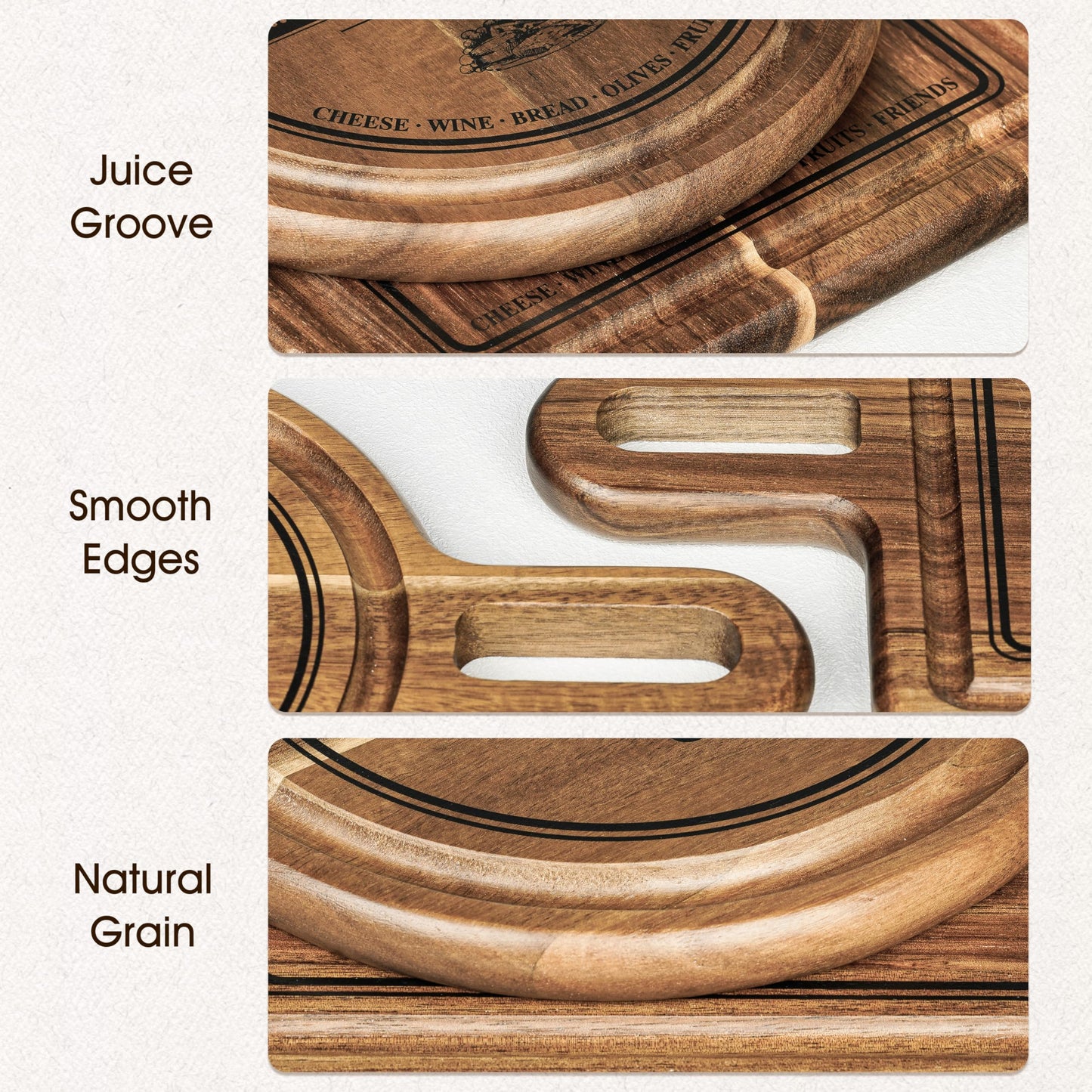GleeNflux Mini Charcuterie Board Set with Handle, 2-Piece Small Acacia Wood Serving Tray & Wooden Cutting Board for Cheese, Fruit, Appetizers & Entertaining Gift