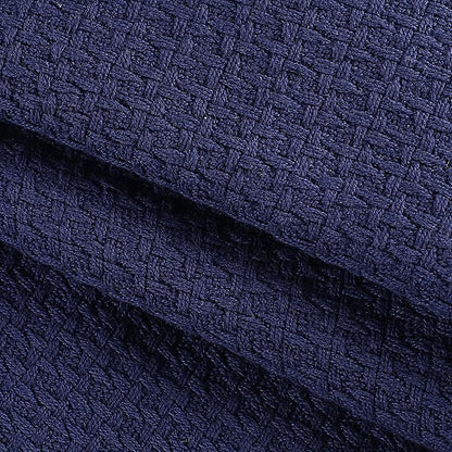 Elvana Home 100% Cotton Bed Blanket, Breathable Bed Blanket Queen Size, Cotton Thermal Blankets Queen, Perfect for Layering Any Bed for All Season, Navy Blue