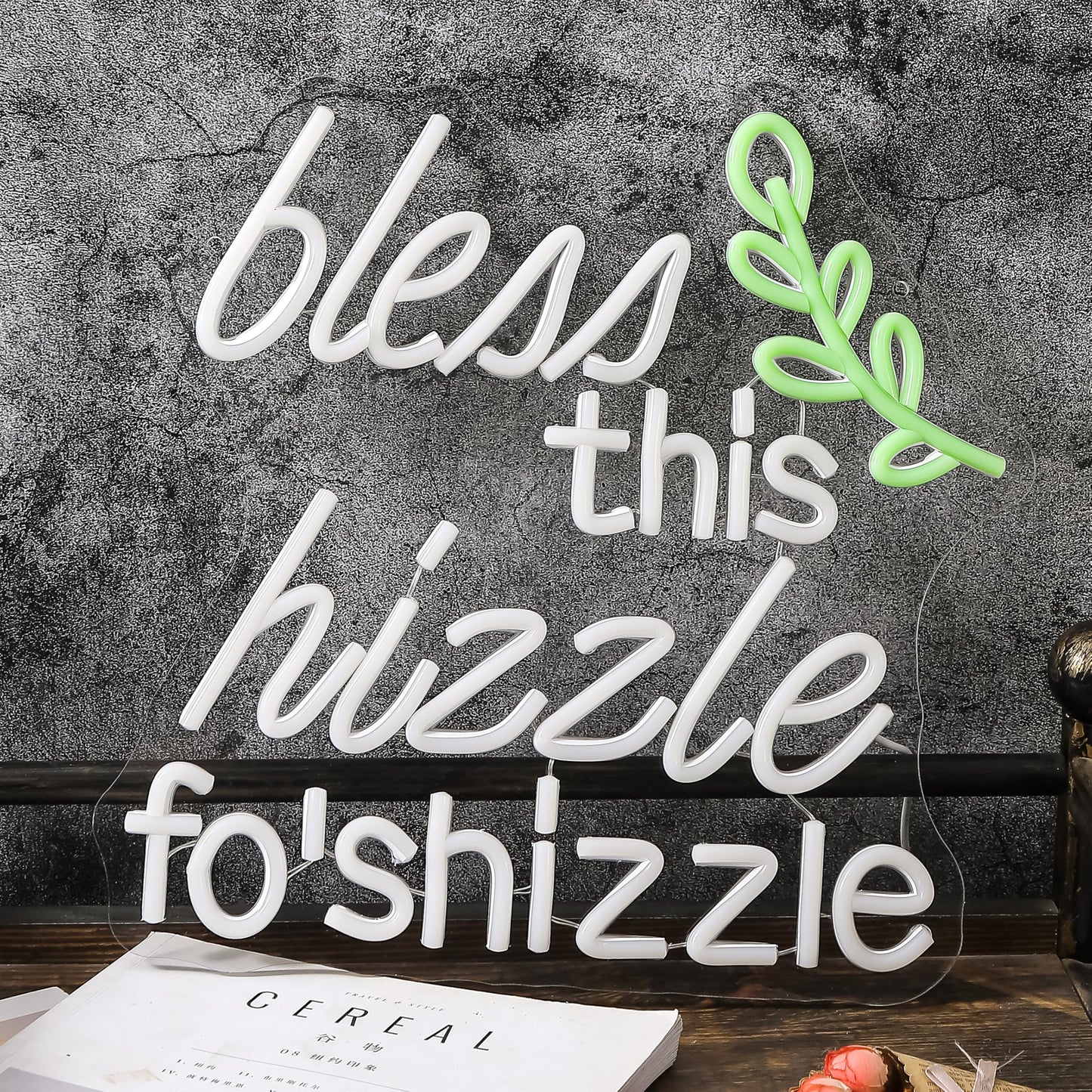 Bless This Hizzle Fo' Shizzle Neon Lights Warm White Letters LED Lamp Funny Humor Light up Farmhouse Rustic Decorations for Home Porch Living Room Office Decor
