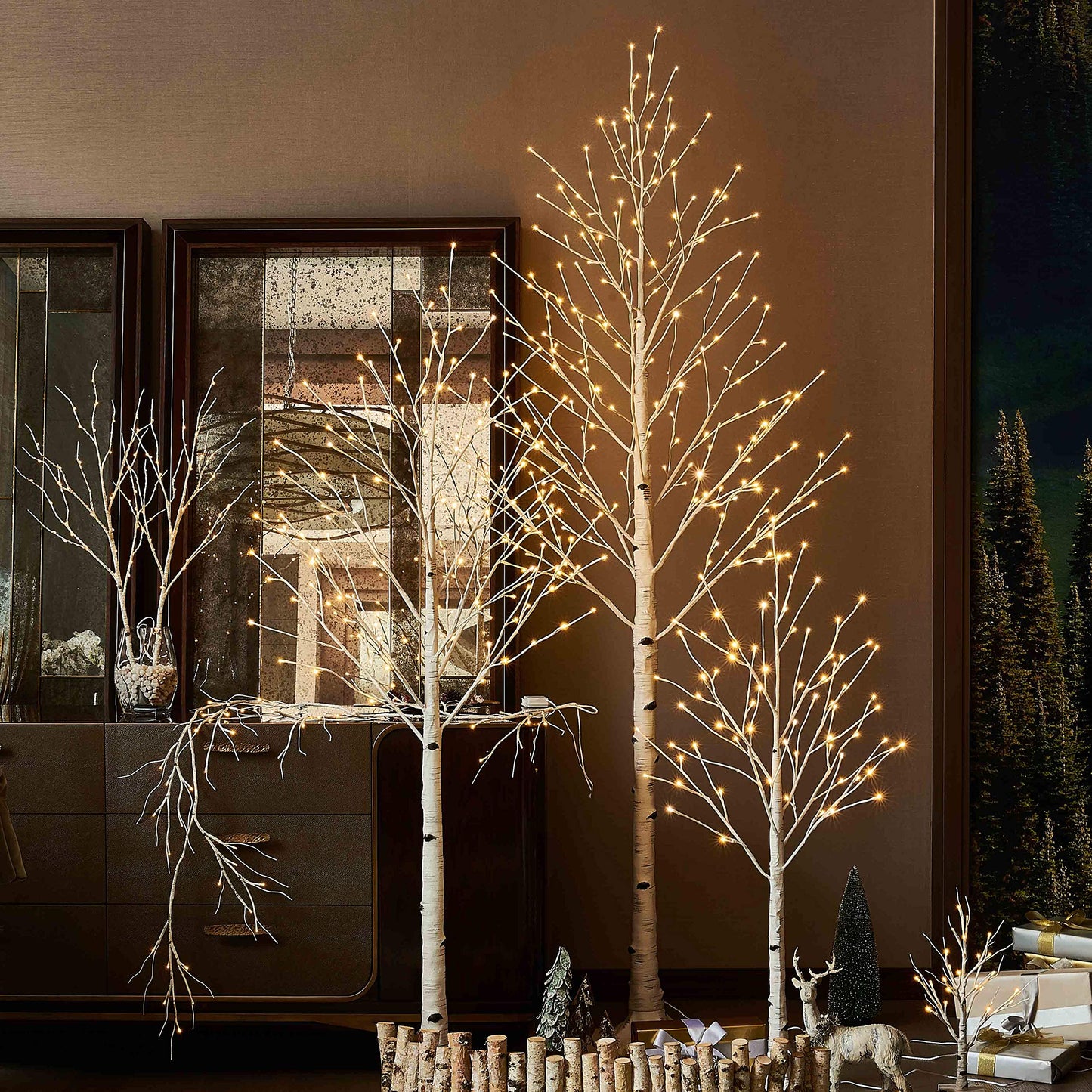 Hairui Lighted White Birch Tree 6FT, Twig Tree with Lights Plug in for Christmas Wedding Party Easter Decorations Indoor Outdoor Use
