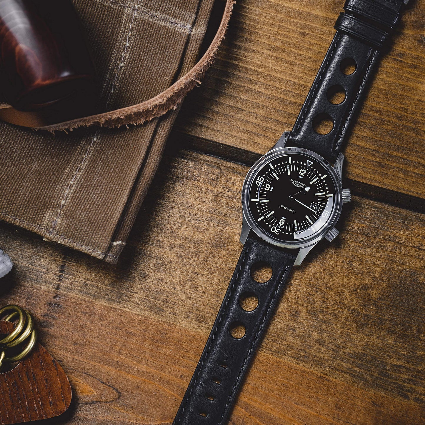 21mm Black - BARTON Rally Horween Leather Watch Bands - Integrated quick release spring bars- 316L stainless steel- Choose Strap Color & Width